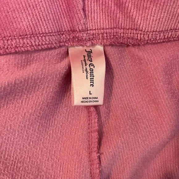 Juicy Couture Pink Velour Velvet Pullover Hoodie Sweatpants Set Women's Large - Picture 8 of 8